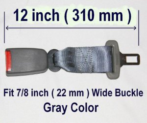 12" Seat Belt Extension Extender - 7/8"Wide Buckle Gray free ship to usa 7-10 days arrive