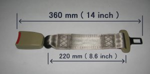 14 Inch Seat Belt Extension Extender fit 7/8inch wide buckle Beige free ship to usa canada
