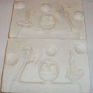 '70 CERAMIC MOLD CHRISTMAS ORNAMENT ~CANDLE CANE BASKET