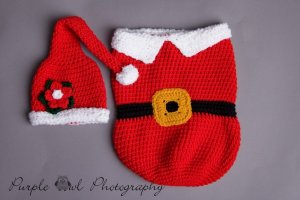 Santa Baby Cocoon and Hat Set - Photography Prop