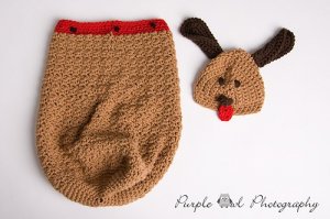 Puppy Cocoon and Hat Set - Photography Prop