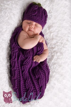Eggplant Cocoon and Beanie Set - Photography Prop