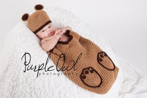 Baby Brown Bear Cocoon - Photography Prop - Any Color