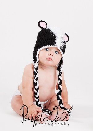Skunk Earflap Hat - Photo Prop - Any Size