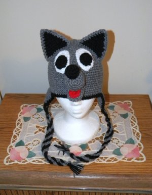 Wolf - Husky puppy earflap beanie hat - any color combo for any dog