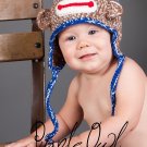 Boy Sock Monkey Hat - Any Color Combo - Any Size - Photo Prop