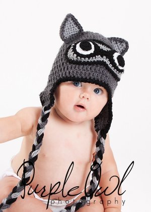 Racoon Earflap Hat - Any Size - Photo Prop