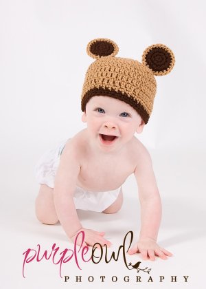 Crochet - Baby Brown Bear Hat - Photography Prop - Any Size - Any Color