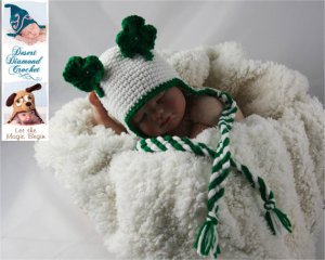 Crochet Pattern 013 - Shamrock Earflap Beanie - All Sizes