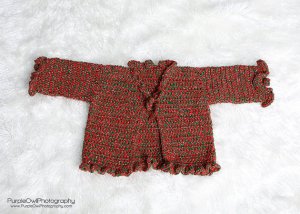 Crochet Pattern 018 - Holiday Sparkle Ruffle Sweater- size 12 - 18 Months