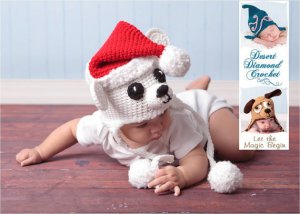 Crochet Pattern 027 - Christmas Polar Bear Earflap Hat - All Sizes