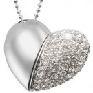 8GB USB Flash Drive Necklace - Jeweled Metal Heart [TKE-CVSC-K14-8GB]
