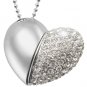 8GB USB Flash Drive Necklace - Jeweled Metal Heart [TKE-CVSC-K14-8GB]
