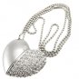8GB USB Flash Drive Necklace - Jeweled Metal Heart [TKE-CVSC-K14-8GB]