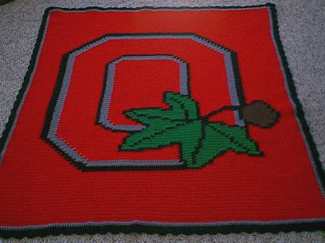 Ohio State Buckeye's Hand Crocheted Afghan/Blanket/Throw