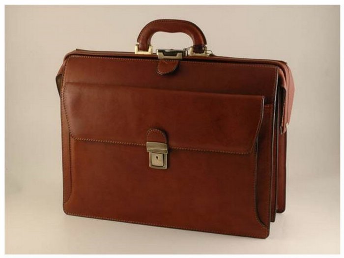Italian High Quality Calfskin Leather Briefcase-Taranto