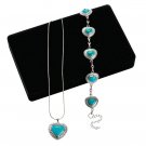 Turquoise and Sterling Silver Necklace and Bracelet Set