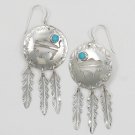 Navajo Crafted Turquoise Buffalo Shield Earrings