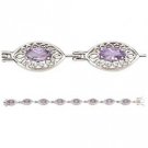 925 Sterling Silver Bracelet with 8 Genuine Amethyst Stones