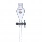 Separatory funnel 25ml with 19/22 joint at top and 2mm PTFE stopcock
