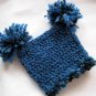 PORTRAIT INFANT BABY SACK HAT WITH POM POMS IN MONTANA SKY - 0-3 MONTHS