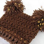 PORTRAIT INFANT BABY SACK HAT WITH POM POMS IN NUTMEG 0-3 MONTHS