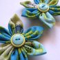 FABRIC FLOWER HAIR CLIPS - SET OF 2 IN SASSY GIRL