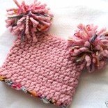 PORTRAIT INFANT BABY SACK HAT WITH POM POMS IN BLOSSOM