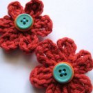 MILLEFIORE CROCHET FLOWER HAIR CLIPS - SET OF TWO IN LITTLE TERRA COTTA