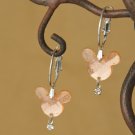 Peach Faceted Mouse Head Dangle Hoop Earrings