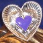 Large Detailed Enameled Heart Ring Adjustable - Dark Lavender