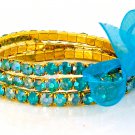 Pacific Opal Crystal Stretch Yellow Gold Plated Rhinestone Bracelets