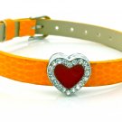 Rhinestone Crystal Heart Slide Charm Bracelet - Pumpkin Orange