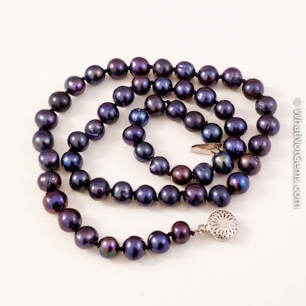Black Natural Freshwater Pearl Necklace, Princess Length, Double ...