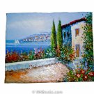 Colorful Mediterranean Seaside Painting with Cypress