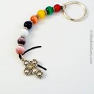 Jelly-bean Prayer Keychain, Cat's Eye Beads with Cross Fob
