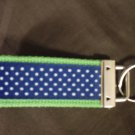 Lime Green and Royal Blue Polka Dot Key Fob