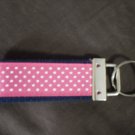 Navy Blue and Hot Pink Polka Dot Key Fob