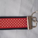 Navy Blue and Red Polka Dot Key Fob