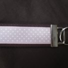 Brown and Light Pink Polka Dot Key Fob
