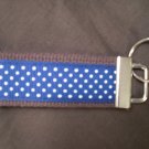 Brown and Royal Blue Polka Dot Key Fob