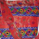 Bohemian Style Indian Jacquard Multi Color Silk Hand Bag with Mirrorwork