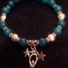 Blue Green Beryl Gemstone Sterling Silver Lotus Goddess Star Yoga Mala Bracelet