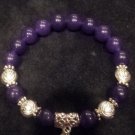 Russican Amethyst Gemstone & Silver Lotus Yoga Mala Meditation Bracelet