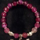 Beautiful Fauceted Hot Pink Dragon Vein Agate Dragonfly Lotus Yoga Mala Bracelet