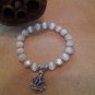 White Tiger's Eye Silver Lotus Bead Cage Pendant Mala Yoga Meditation Bracelet
