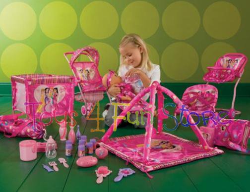 Girls Play Baby Doll Huge Set Of Doll Furniture Carrier High