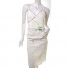 runway style orientalism folk linen phoenix embroidery dress cyber white free ship!