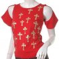 gothic joan of arc insp crosses unique "armoured" sleeves top m-l free ship!