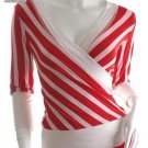 Stripe Wrap Top Urban Runway 80s Retro M-L free ship
